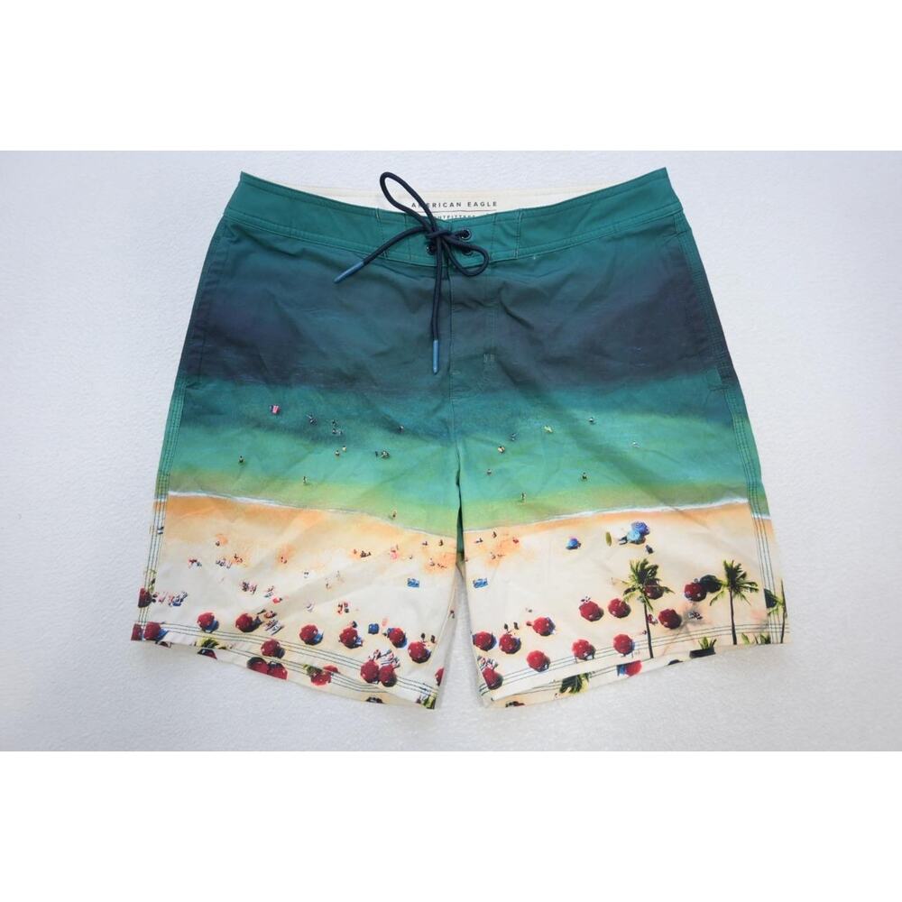American Eagle Board Shorts Athletic Water Swim Graphic Performance Mens Medium